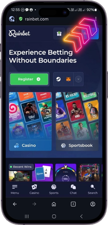 Rainbet Chrome settings