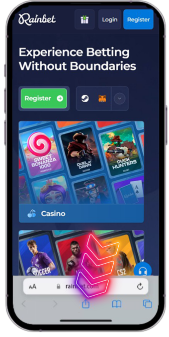 Rainbet tap share icon