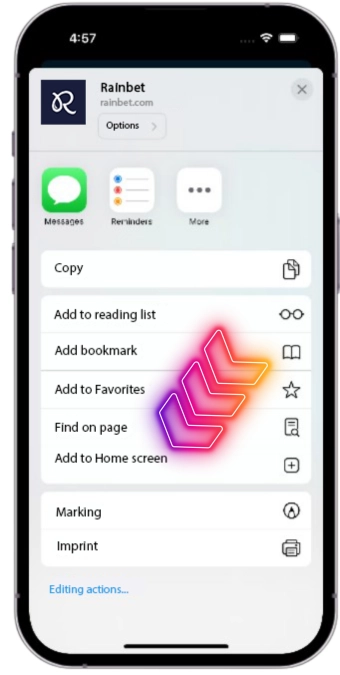 Rainbet add shortcut icon