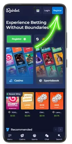 Visit the official website of the Rainbet