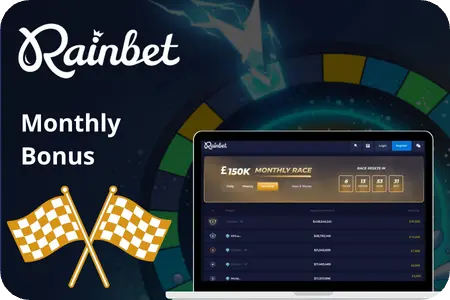 Monthly reward at Rainbet — payouts based on 30-day wagering activity